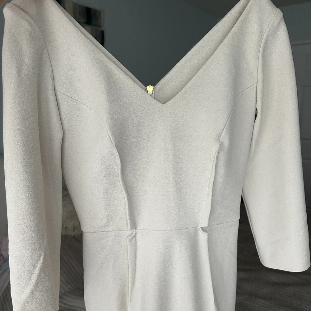 Safiyaa White Zip Pencil Dress FR36